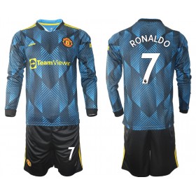 Jalkapallo Pelipaidat/Peliasut Manchester United Cristiano Ronaldo 7 Lasten Kolmaspaita 2021-2022 Pitkähihainen